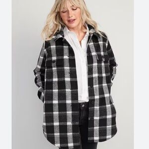 ✨Last Chance✨ Old Navy Black Plaid Soft-Brushed Utility Shacket
